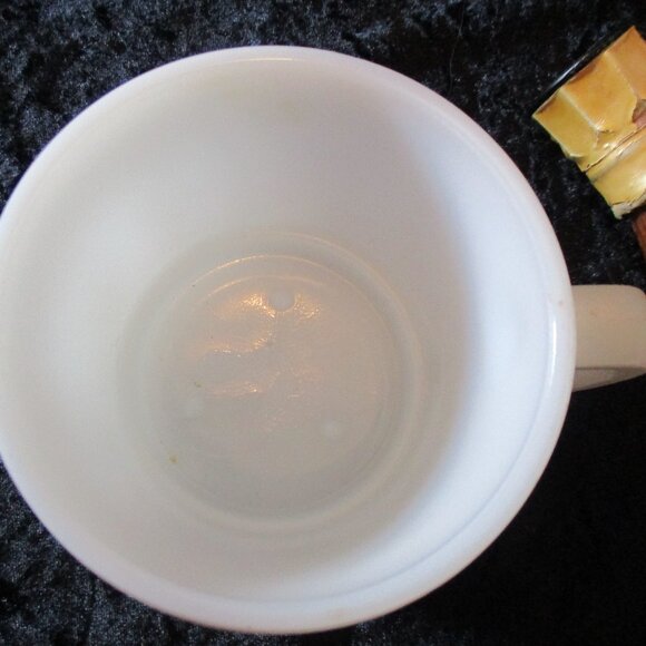 Vintage Heavy Milk Glass Coffee - Shaving Mug with Strong Set Shaving Brush - Picture 3 of 7